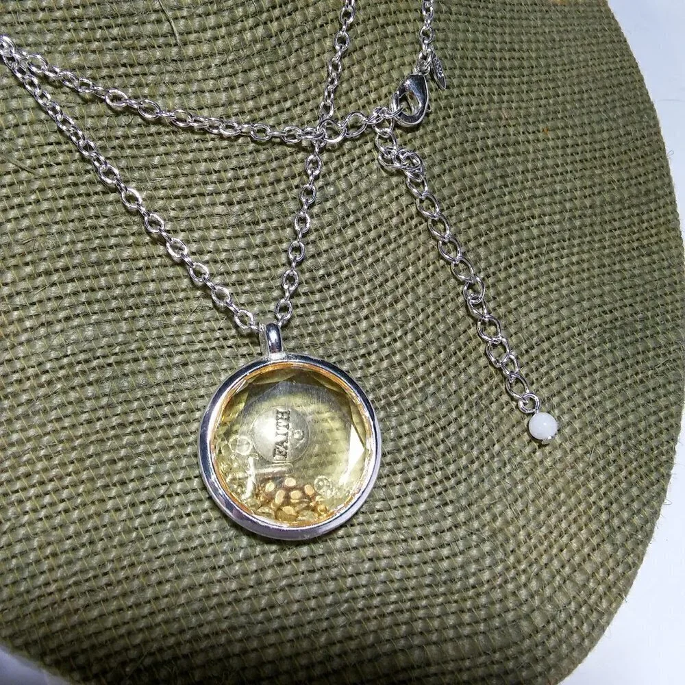 Women`s silver tone charm faceted faith cross neck